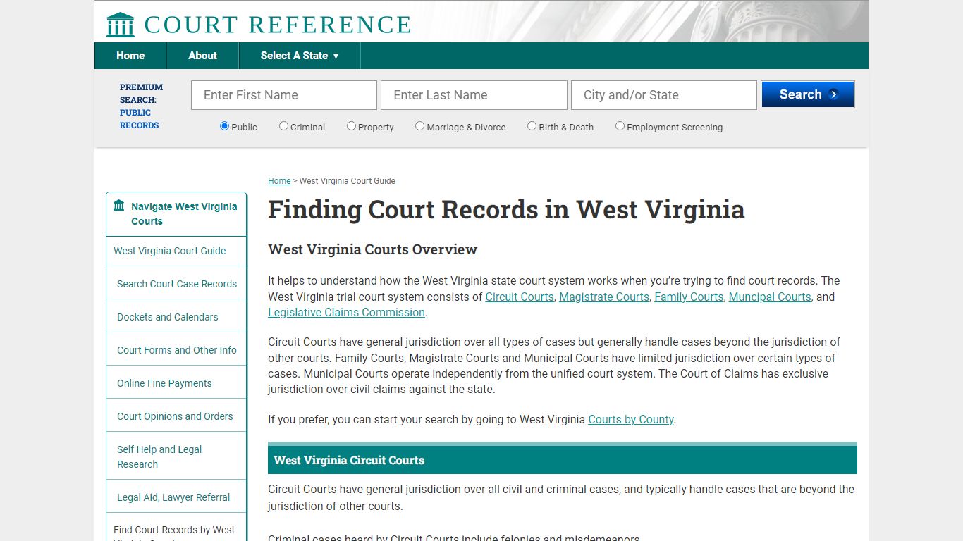 How to Find West Virginia Court Records | CourtReference.com
